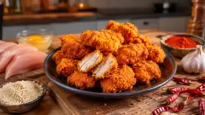 Фото блюда: Наггетсы куриные острые с хрустящей панировкой и пряным вкусом