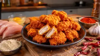 Фото рецепта: Наггетсы куриные острые с хрустящей панировкой и пряным вкусом