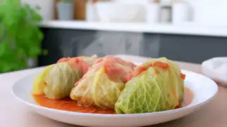 Фото рецепта: Овощные голубцы с рисом и сладким перцем