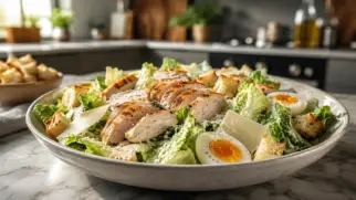 Фото рецепта: Салат Цезарь классический с пармезаном и куриным филе