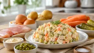 Фото блюда: Салат Зимний с курицей и морковью с нежным куриным филе