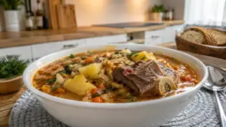 Фото рецепта: Щи с говядиной и картофелем наваристый русский суп