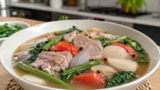 Фото рецепта: Синиганг кислый суп с мясом и овощами по филиппински
