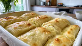 Фото рецепта: Струкли запеченные рулеты с сыром по хорватски