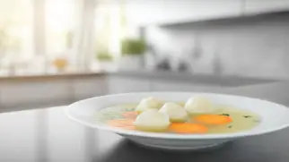 Фото рецепта: Суп с манными клецками на курином бульоне