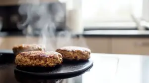Фото блюда: Сытные котлеты с овсяной мукой на сковороде