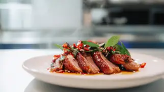 Фото рецепта: Тайская жареная утка с лаймом и хрустящей кожей