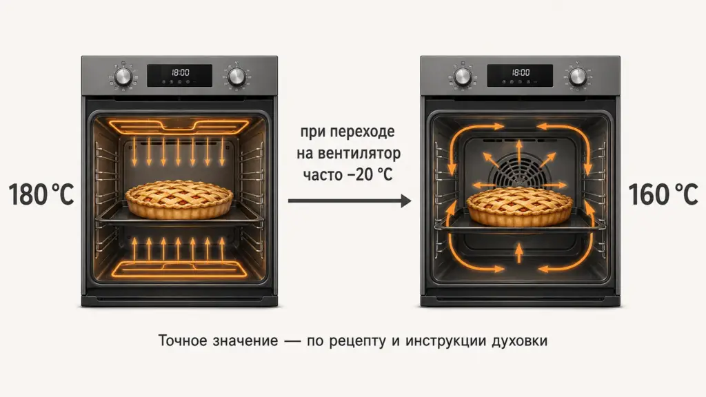 Температура верх-низ и конвекция в духовке