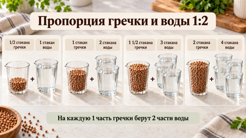 Таблица соотношения гречки и воды один к двум