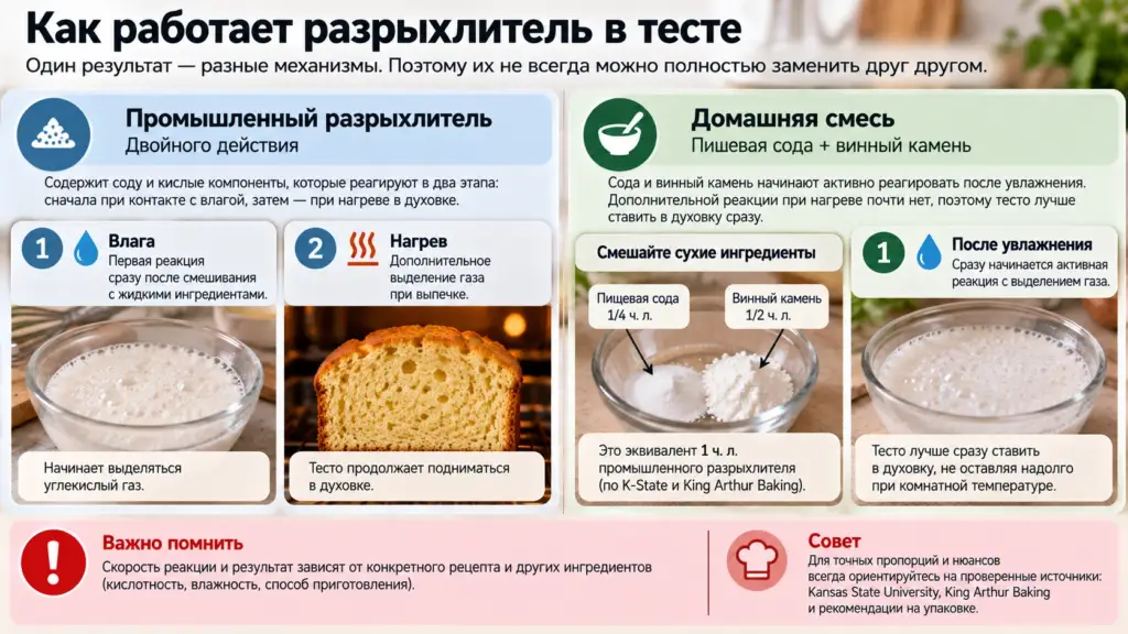 Разница между промышленным разрыхлителем и содой с винным камнем