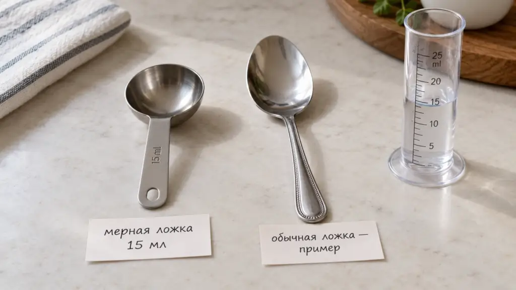 Мерная столовая ложка 15 мл и обычная ложка из набора