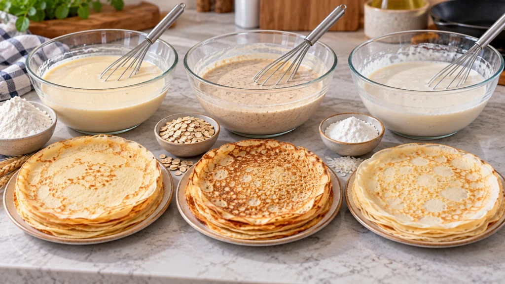 Блины из пшеничной, овсяной и рисовой муки
