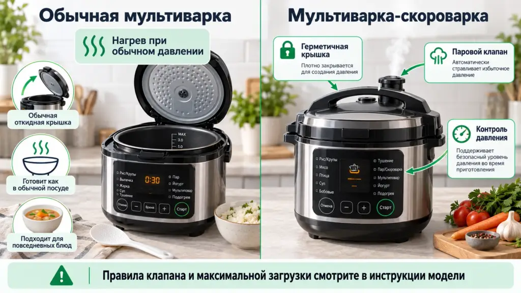 Отличие обычной мультиварки от мультиварки-скороварки