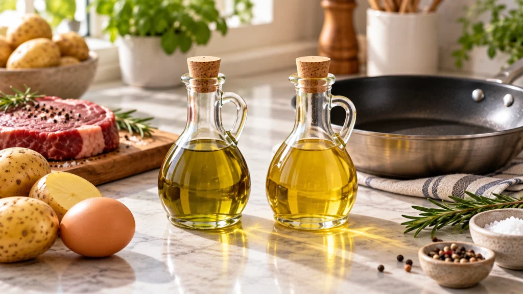 Extra virgin и рафинированное оливковое масло для жарки