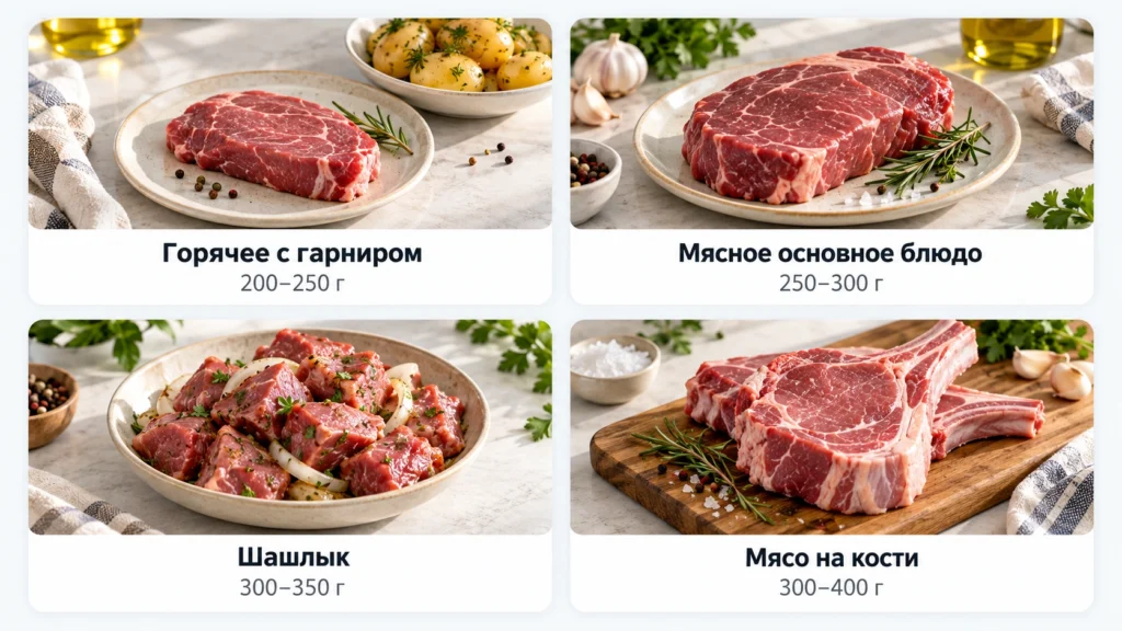 Сколько граммов мяса брать на одного человека