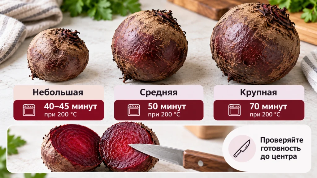 Время запекания маленькой, средней и крупной свёклы