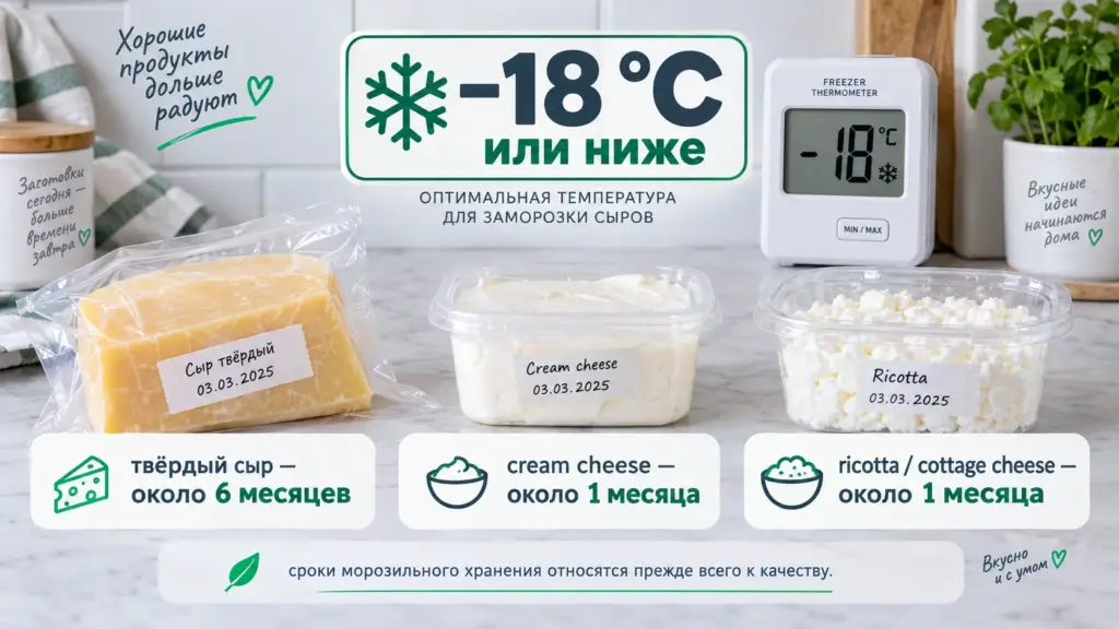 Минус 18 градусов и сроки хранения разных сыров
