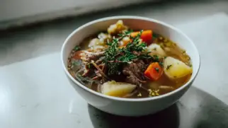 Фото рецепта: Суп с говяжьей лопаткой и овощами на медленном огне