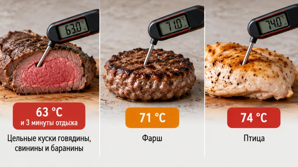 Как измерять температуру готового мяса пищевым термометром