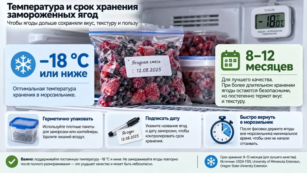 Минус 18 градусов и срок хранения замороженных ягод