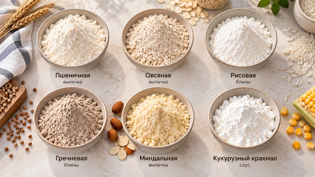 Виды муки и крахмала для замены пшеничной муки
