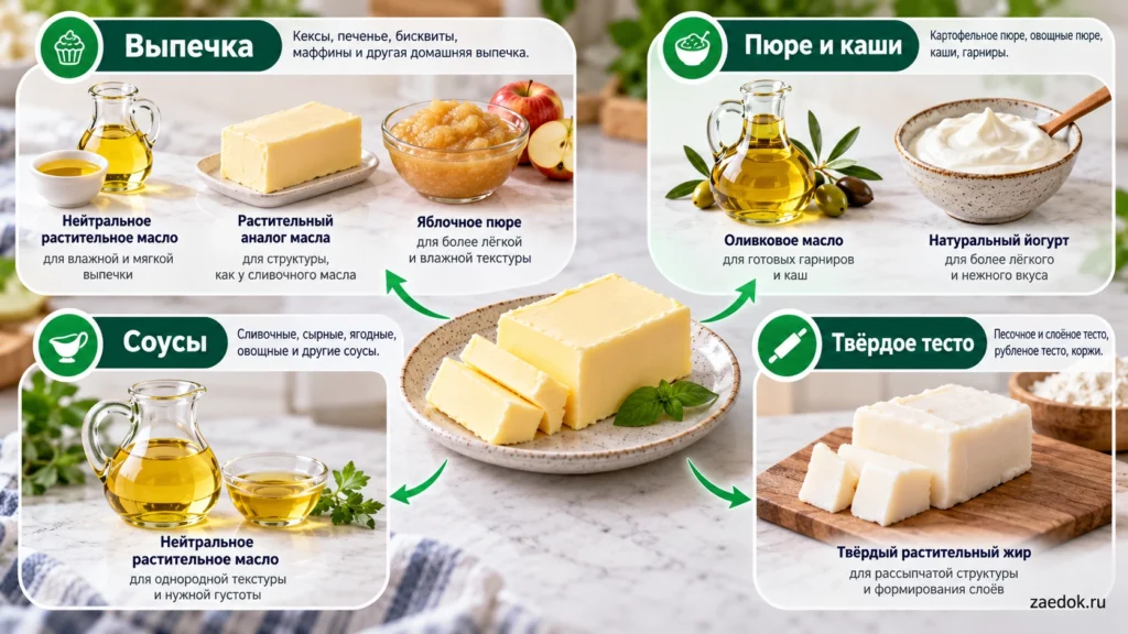 Варианты замены сливочного масла для выпечки соусов и гарниров