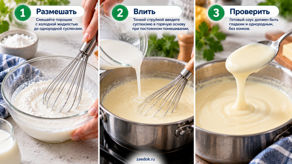 Кукурузный, картофельный и тапиоковый крахмал рядом с пшеничной и рисовой мукой для замены в рецептах.