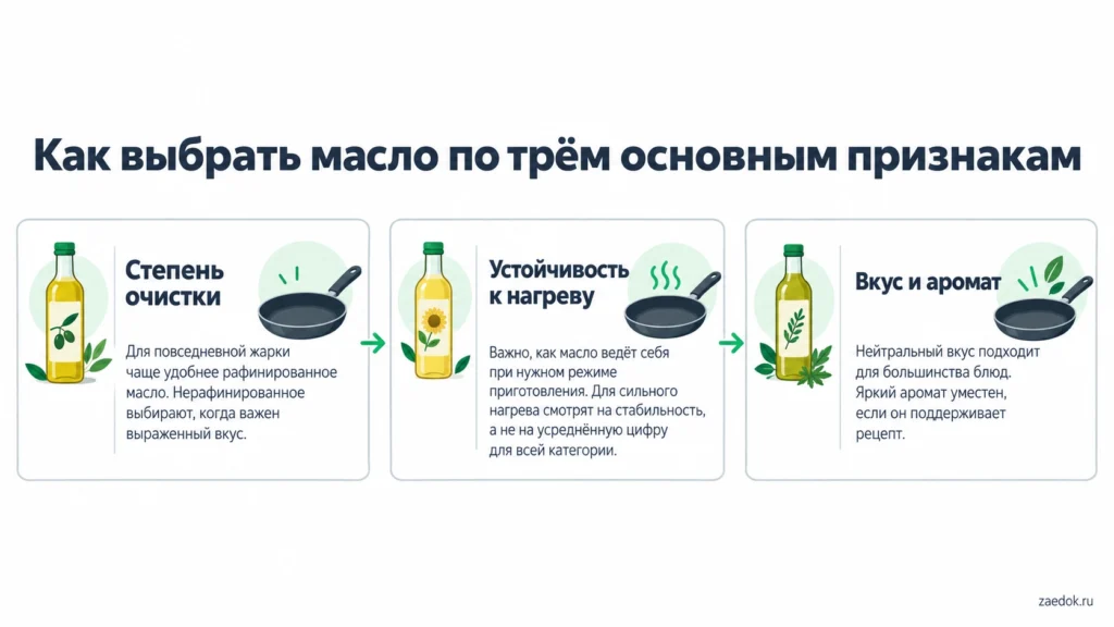 Три критерия выбора масла для жарки: очистка, нагрев и вкус.