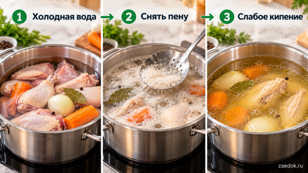 Проверка готовности куриной голени пищевым термометром при температуре не ниже 74 градусов.