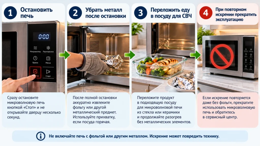 Что делать, если микроволновка начала искрить из-за фольги
