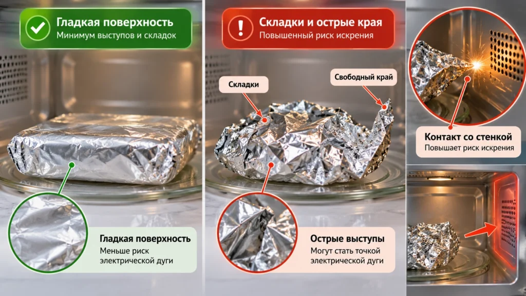 Почему алюминиевая фольга может искрить в микроволновке